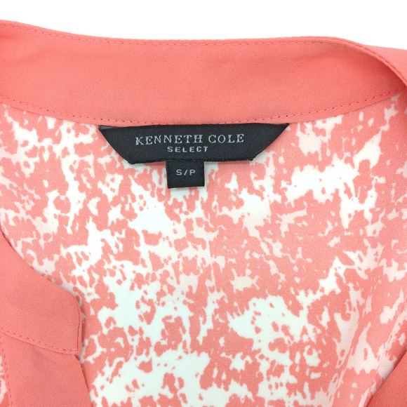 Kenneth Cole Pink White V-Neck Blouse S - Picture 4 of 4